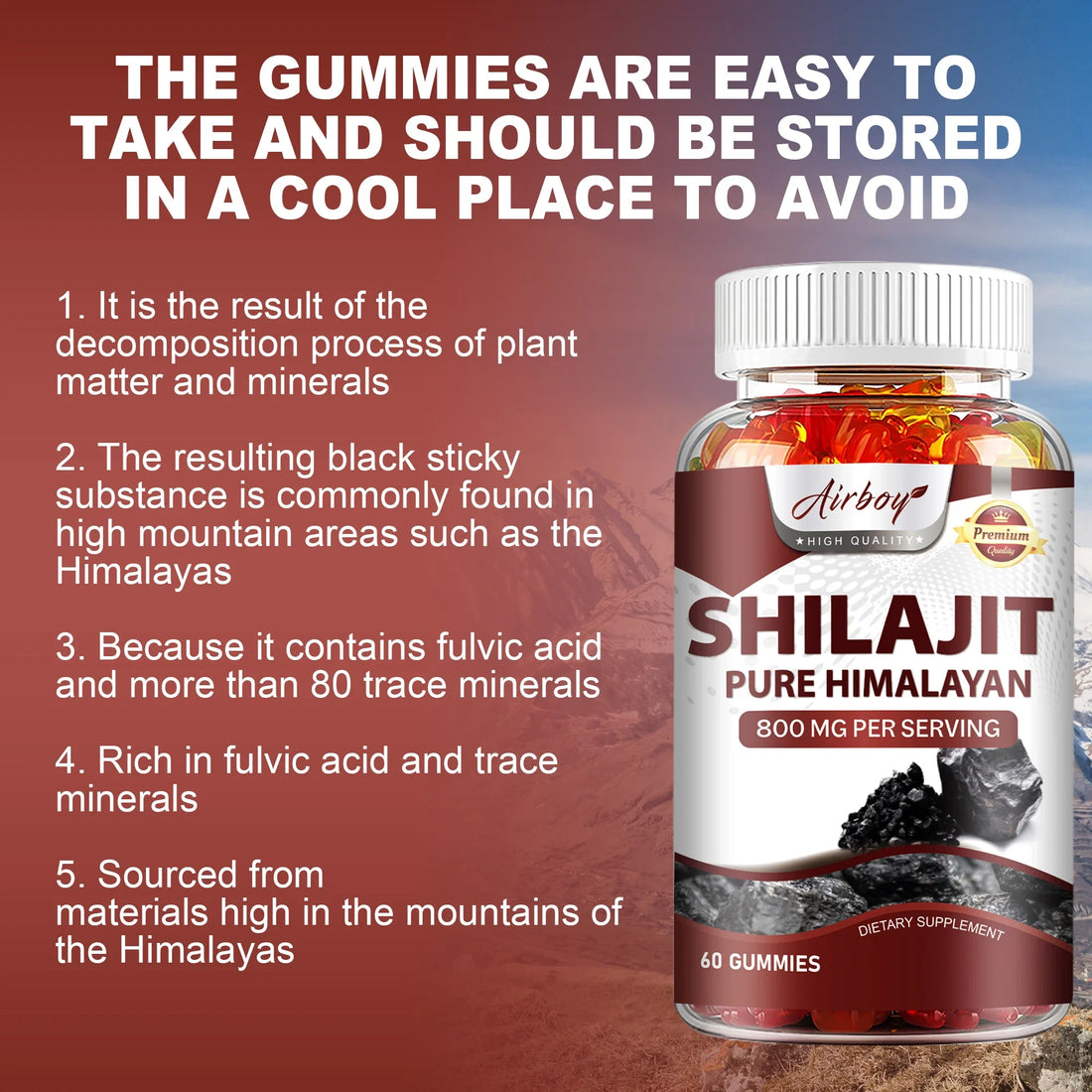 Shilajit Gummies – Boost Energy, Enhance Muscle Recovery, Improve Memory & Focus – 60 Gummies