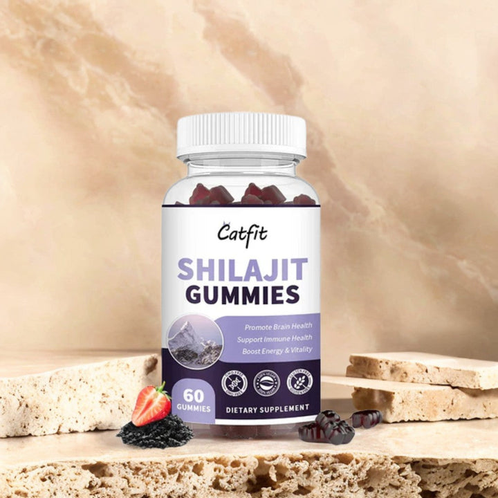Strawberry Flavor 60pcs Shilajit Gummies 800mg Shilajit Men&Women 85+ Mineral Formula Fulvic Acid Supplement Shilajit