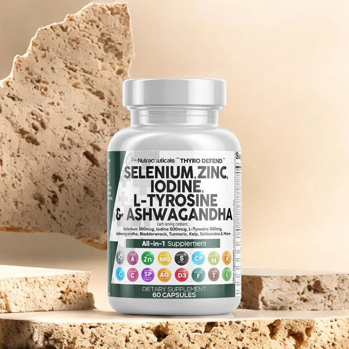 Selenium, Zinc, Iodine, L-Tyrosine Capsules – Supplement for Health, Metabolism, and Thyroid Support