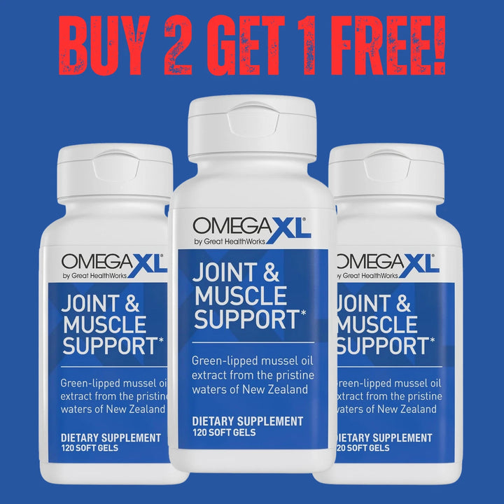 OmegaXL Joint Support Supplement - Natural Muscle Support, Green Lipped Mussel Oil, Soft Gel Pills, Drug-Free, 120 Count